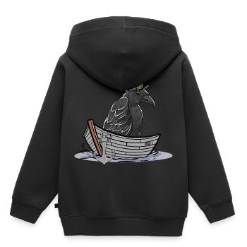 Krähe Rabe Raben Märchenfigur Boot maritim - Kinder Premium Organic Hoodie - Schwarz - Hinten - AI Model Kid Male (0cm)