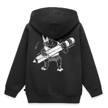 Royal Rhino – Roi créatif avec stylo - Sweat Premium à capuche enfant bio - noir - Dos - AI Model Kid Male (0cm)