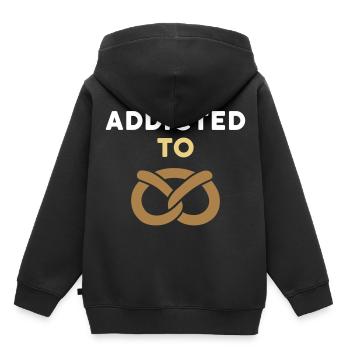 Accro au bretzel (bretzel) - Sweat Premium à capuche enfant bio - noir - Dos - AI Model Kid Male (0cm)