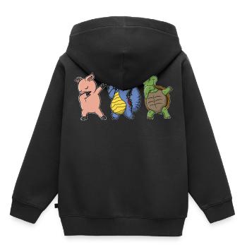 Dinosaur Pig Turtle Dabbing - Kids Premium Organic Hoodie - black - Back - AI Model Kid Male (0cm)