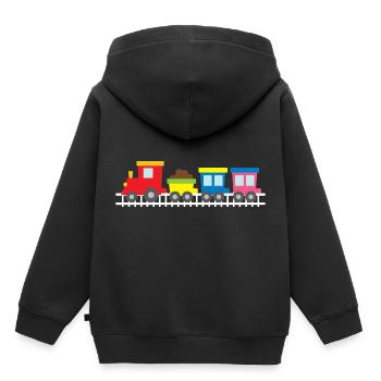 Het locomotiefkind van het stuk speelgoed - Kinder Premium hoodie biologisch - zwart - Achter - AI Model Kid Male (0cm)