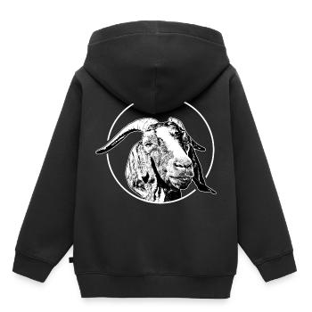 Chèvres - éventail de chèvres - chèvre - Sweat Premium à capuche enfant bio - noir - Dos - AI Model Kid Male (0cm)