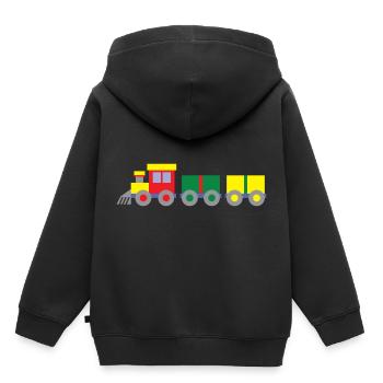 Jouet coloré Train - Sweat Premium à capuche enfant bio - noir - Dos - AI Model Kid Male (0cm)