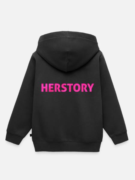 Herstory Neon Pink - Kinder Premium Organic Hoodie - Schwarz