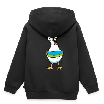 Huhn Schwimmer Schwimmring Henne Geflügel - Kinder Premium Organic Hoodie - Schwarz - Hinten - AI Model Kid Male (0cm)
