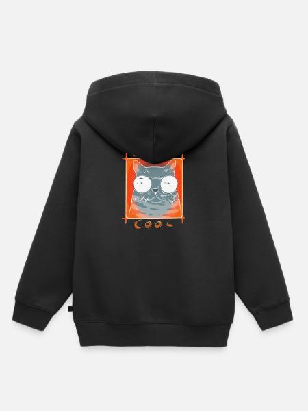 Cool Cat 1 - Kinder Premium Organic Hoodie - Schwarz