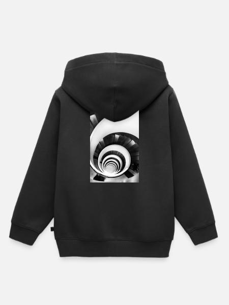 spirale - Sweat Premium à capuche enfant bio - noir