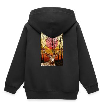 cerf - Sweat Premium à capuche enfant bio - noir - Dos - AI Model Kid Male (0cm)