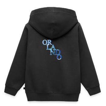 Inscription d’Orlando - Sweat Premium à capuche enfant bio - noir - Dos - AI Model Kid Male (0cm)