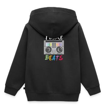 Je fais des beats - DJ Music Electric Mixer Mix - Sweat Premium à capuche enfant bio - noir - Dos - AI Model Kid Male (0cm)