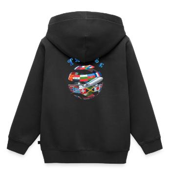 TRAVEL AROUND THE WORLD - Kids Premium Organic Hoodie - black - Back - AI Model Kid Male (0cm)