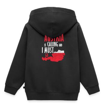 Autriche - Sweat Premium à capuche enfant bio - noir - Dos - AI Model Kid Male (0cm)