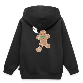 Lebkuchenmann - Bein gebrochen. - Kinder Premium Organic Hoodie - Schwarz - Hinten - AI Model Kid Male (0cm)