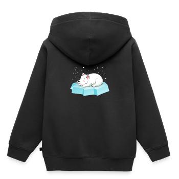 Ours polaire endormi - Sweat Premium à capuche enfant bio - noir - Dos - AI Model Kid Male (0cm)