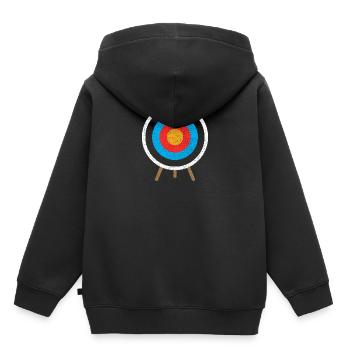 Archère de tir à l'arc visant la flèche - Sweat Premium à capuche enfant bio - noir - Dos - AI Model Kid Male (0cm)