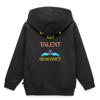 Ich bin mit Talent gesegnet - Kinder Premium Organic Hoodie - Schwarz - Hinten - AI Model Kid Male (0cm)