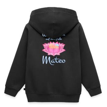Willkommen auf der Erde - Mateo - Kinder Premium Organic Hoodie - Schwarz - Hinten - AI Model Kid Male (0cm)