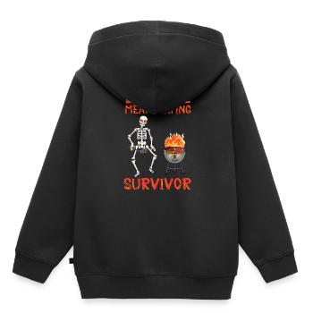 BBQ Grill Mangeur de viande Survivant Squelette - Sweat Premium à capuche enfant bio - noir - Dos - AI Model Kid Male (0cm)