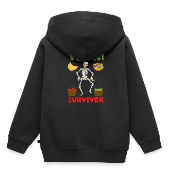 Fruits et légumes squelettes végétaliens survivants – Satire - Sweat Premium à capuche enfant bio - noir - Dos - AI Model Kid Male (0cm)