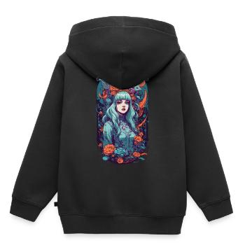 Fille gothique Pastel E-Girl Fantasy Design - Sweat Premium à capuche enfant bio - noir - Dos - AI Model Kid Male (0cm)