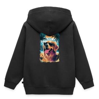 Golden Retriever mit Sonnenbrille am Strand - Kinder Premium Organic Hoodie - Schwarz - Hinten - AI Model Kid Male (0cm)