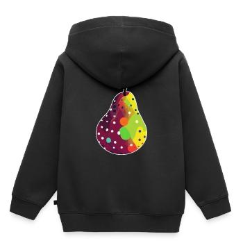 BIRNE POP ART - Kinder Premium Organic Hoodie - Schwarz - Hinten - AI Model Kid Male (0cm)