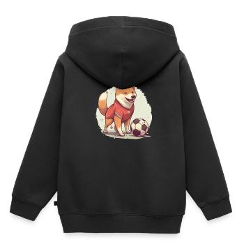 japanisch Hund Shiba Inu Fußball Sport Hobby - Kinder Premium Organic Hoodie - Schwarz - Hinten - AI Model Kid Male (0cm)