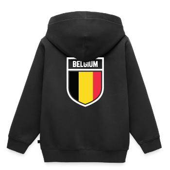 Belgique - Drapeau national dans les armoiries - Sweat Premium à capuche enfant bio - noir - Dos - AI Model Kid Male (0cm)