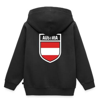 Autriche - Drapeau national dans les armoiries - Sweat Premium à capuche enfant bio - noir - Dos - AI Model Kid Male (0cm)
