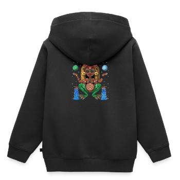 Déesse Atabey Taino - Sweat Premium à capuche enfant bio - noir - Dos - AI Model Kid Male (0cm)