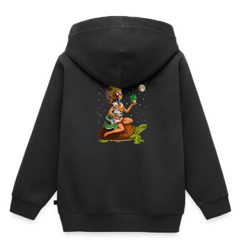 Déesse aztèque Mayahuel - Sweat Premium à capuche enfant bio - noir - Dos - AI Model Kid Male (0cm)