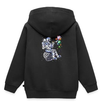 Astronaute soufflant des bulles - Sweat Premium à capuche enfant bio - noir - Dos - AI Model Kid Male (0cm)