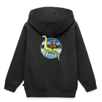 Bigfoot Loch Ness Monster Fishing - Sweat Premium à capuche enfant bio - noir - Dos - AI Model Kid Male (0cm)