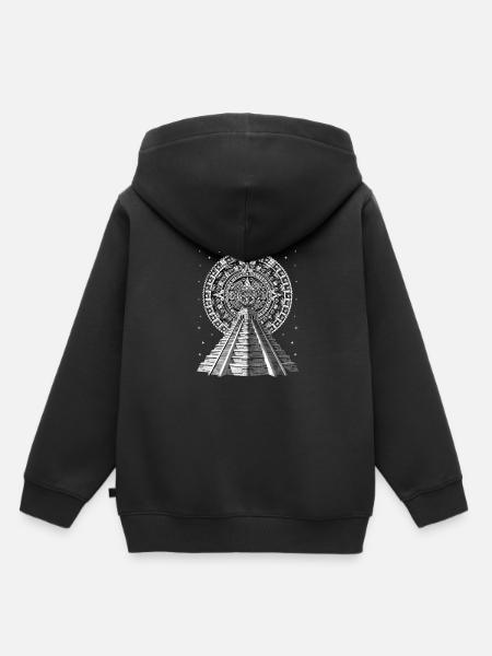 Aztekischer Pyramidenkalender - Kinder Premium Organic Hoodie - Schwarz