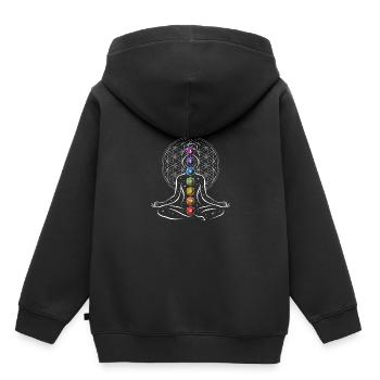 Chakra de méditation - Sweat Premium à capuche enfant bio - noir - Dos - AI Model Kid Male (0cm)