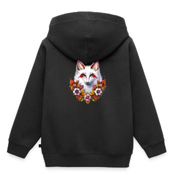 Japanischer Kitsune-Fuchs - Kinder Premium Organic Hoodie - Schwarz - Hinten - AI Model Kid Male (0cm)