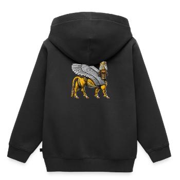 Lamassu sumerischer geflügelter Stier - Kinder Premium Organic Hoodie - Schwarz - Hinten - AI Model Kid Male (0cm)