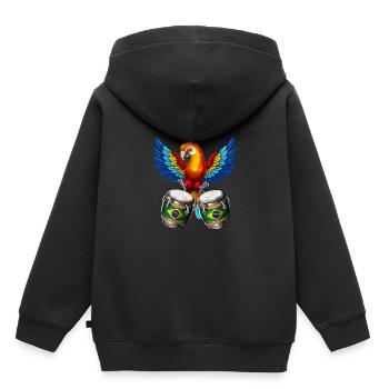 Perroquet brésilien - Sweat Premium à capuche enfant bio - noir - Dos - AI Model Kid Male (0cm)