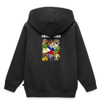 Philippines - Sweat Premium à capuche enfant bio - noir - Dos - AI Model Kid Male (0cm)