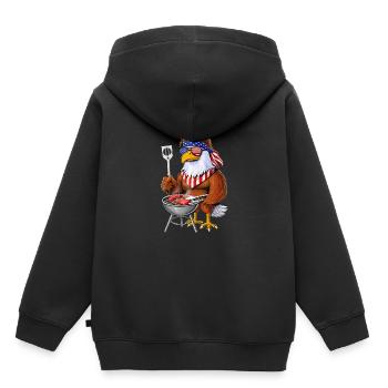 American Bald Eagle Barbecue - Sweat Premium à capuche enfant bio - noir - Dos - AI Model Kid Male (0cm)
