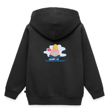 Des filles sur l’ordinateur portable - Sweat Premium à capuche enfant bio - noir - Dos - AI Model Kid Male (0cm)