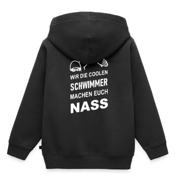 Die coolen Schwimmer machen euch nass - Kinder Premium Organic Hoodie - Schwarz - Hinten - AI Model Kid Male (0cm)