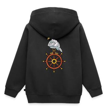 Möwe Steuerrad Seemann Schifffahrt Kapitän Moin - Kinder Premium Organic Hoodie - Schwarz - Hinten - AI Model Kid Male (0cm)