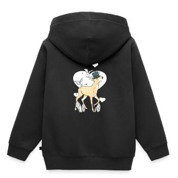 Herz Reh Rotwild Wild Waldtiere Hirsch Rehe - Kinder Premium Organic Hoodie - Schwarz - Hinten - AI Model Kid Male (0cm)
