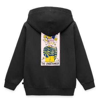 Le Penseur Excessif : Pensées Colorées - Sweat Premium à capuche enfant bio - noir - Dos - AI Model Kid Male (0cm)