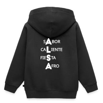 SALSA: Son, Sabor, Caliente, Fiesta, Afro - Kinder Premium Organic Hoodie - Schwarz - Hinten - AI Model Kid Male (0cm)
