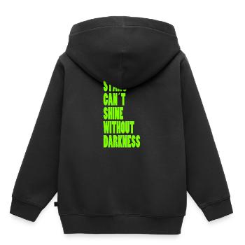 STARS CAN´T SHINE WITHOUT DARKNESS - NEONGRÜN - Kinder Premium Organic Hoodie - Schwarz - Hinten - AI Model Kid Male (0cm)