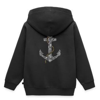 ancre - Sweat Premium à capuche enfant bio - noir - Dos - AI Model Kid Male (0cm)