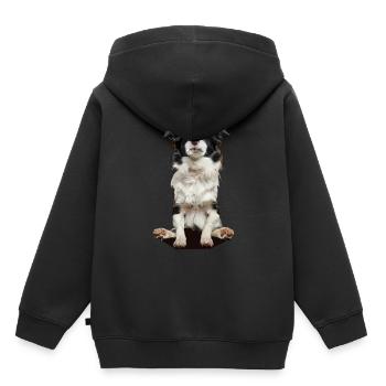 Border Collie - Sweat Premium à capuche enfant bio - noir - Dos - AI Model Kid Male (0cm)