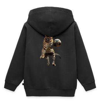 Léopard - Sweat Premium à capuche enfant bio - noir - Dos - AI Model Kid Male (0cm)